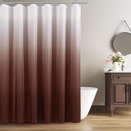 Textured Fabric Bath Curtain Set, Polyester Ombre Shower Curtains for Bathroom, Water Repellent Shower Curtain with 12 Hooks,Machine Washable (72 x 72 inch, Rustic Brown)