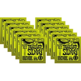 Ernie Ball Regular Slinky - Cuerda de guitarra de níquel calibre personalizado, juego de 0.010 - .046 (paquete de 12)