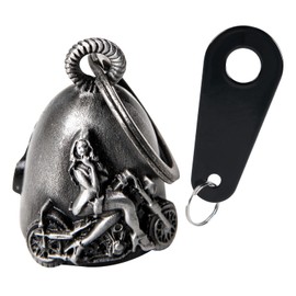 Motorcycle Bell for Biker Good Luck Riding Bells with Hanger Motorcycle Accessory or Keychain for Luck Rider Gift (Biker Girl, 1)