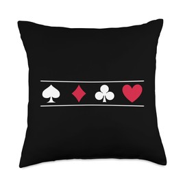Poker Card Game Symbols Spades Check Cross Heart Games Cards Throw Pillow