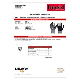 LeiKaFlex Grip 1469 Nylon Elastane Fine Knit Gloves with Nitrile Coating 12 Pairs Pack / Size 7-12 (10)
