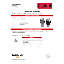 LeiKaFlex Grip 1469 Nylon Elastane Fine Knit Gloves with Nitrile Coating 12 Pairs Pack / Size 7-12 (10)