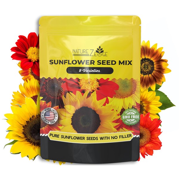 NatureZ Edge NatureZ Edge 1300+ Sunflower Seeds Garden Variety Pack,