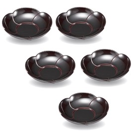 Echizen Lacquerware Lacquerware Lacqueryukan Saijiki [G4124-19] Tamari Plum Shaped Tea Holder Set of 5, Cosmetic Box, φ4.9 x 1.2 inches (12.4 x 3 cm)