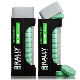 Rally Energy Caffeine Gum, Sugarless Gum with 60 mg of Caffeine for Fast-Acting Energy, Stay Alert, Long-Lasting, Natural Peppermint Flavor (2 Pack, 20 Pieces)