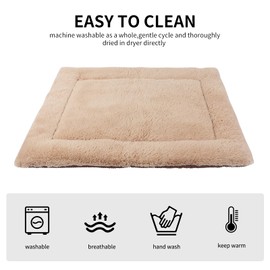Vejaoo Dog Bed Mat Washable Cat Cushion Soft Premium Plush Dogs Mattress Sofa Dual Purpose Clearance for Small/Medium/Large Dog XZ014 (S(60 * 45CM), Wick Khaki)