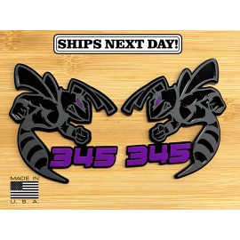 UsaStandard 345 Hornet Badges Emblem BEE (2) Purple Eye BADGES Fender Angry  Aggressive