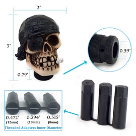 Thruifo Skull Gear Knob Shifter, Car Stick Shift Handle One-Eyed Pirate Skeleton Style Fit Most Manual Automatic Transmissions, Black