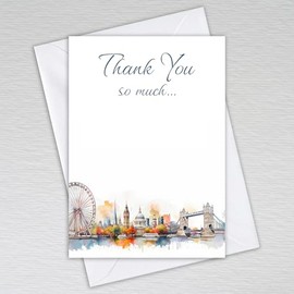 Thank You Card Pack with Envelopes/Thankyou Note Cards A6 Non-folded Thank You so much Postcards/Business Thank You Cards: City of London Skyline Thank You Cards (Pack of 50 with Envelopes)