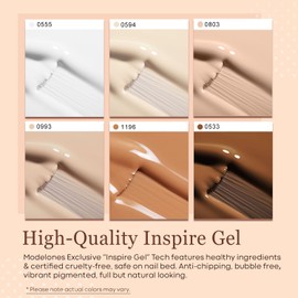 modelones Gel Nail Polish Set - 6 Colors Nude Brown White Skin Tone Neutral Beige Tan Taupe Gel Nail Polish Kit Popular All Seasons Summer Soak Off Nail Art Manicure DIY Salon at Home Gifts for Women