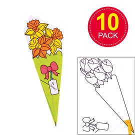 Baker Ross Colour In Flower Bouquets - Pack of 10, Kids Crafts (AT447)