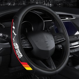 Tri-Color Sport Mountain Steering Wheel Cover Compatible with Toyota Tacoma TRD 4Runner Tundra Highlander Car Accessories (RED)