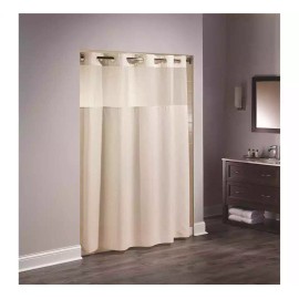 Focus Window Hookless Shower Curtains, Mystery Beige 71” L x 77” W