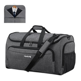 Hanke Carry on Garment Bags for Travel,Convertible Duffle Bag Luggage Bag Weekend Bag with Shoe Compartment,2 in 1 Hanging Suitcase Suit Bag for Men Women,Dark Grey