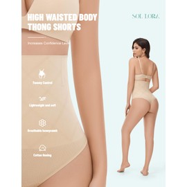 Thong Shapewear for Women Tummy Control High Waisted Body Shaper Underwear Seamless Shaping Panties