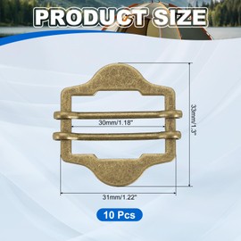 PATIKIL 1 Inch Vest Buckles, 10 Pcs Metal Vest Buckle Slide Adjuster Clasp Double-Pin Hexagonal for Suit Belt Bags Cloth DIY Accessories, Bronze