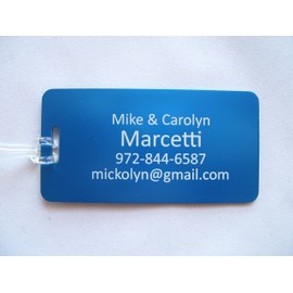 Pair of Luggage Tags (2) Jumbo Aluminum Engraved Front & Back Diamond Monogram