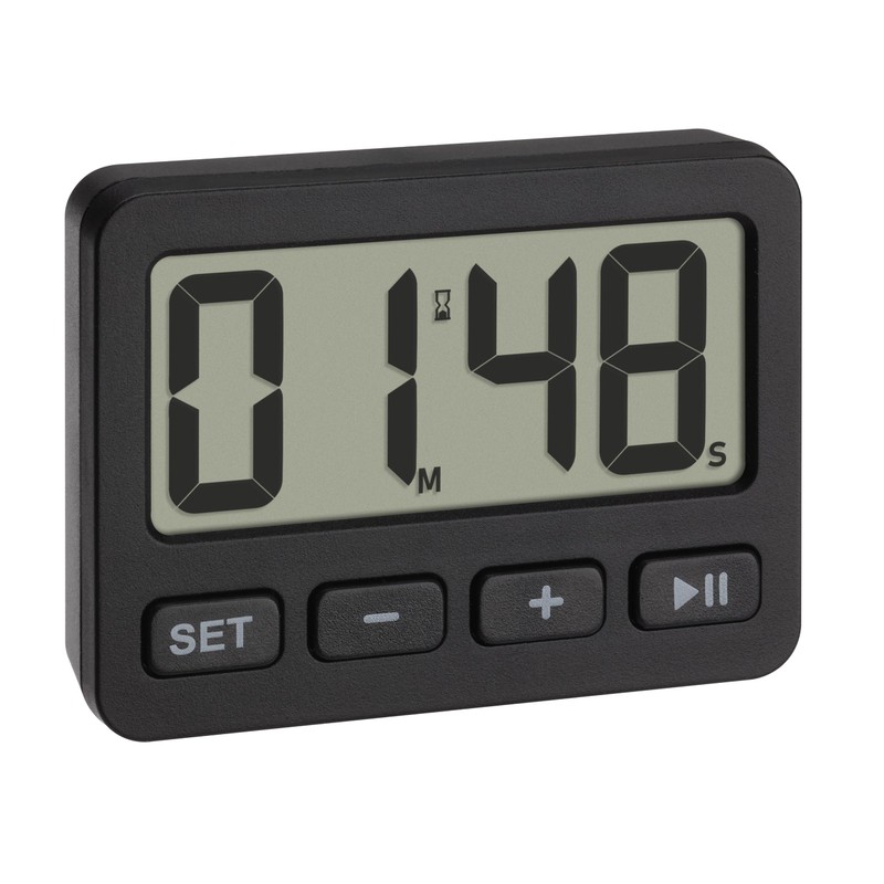 TFA Dostmann 60.2036.01 Digital Mini Clock with Alarm Function, Stopwatch,