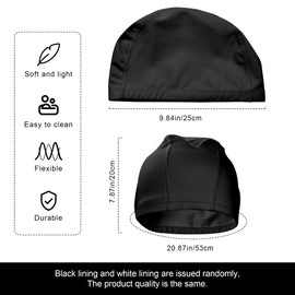 Pack of 2 Swimming Caps, Waterproof Swimming Cap, PU Coated Soft Swimming Cap, Ear Protection, Swimming Cap for Men and Women, Long Short Hair (2 x Black)