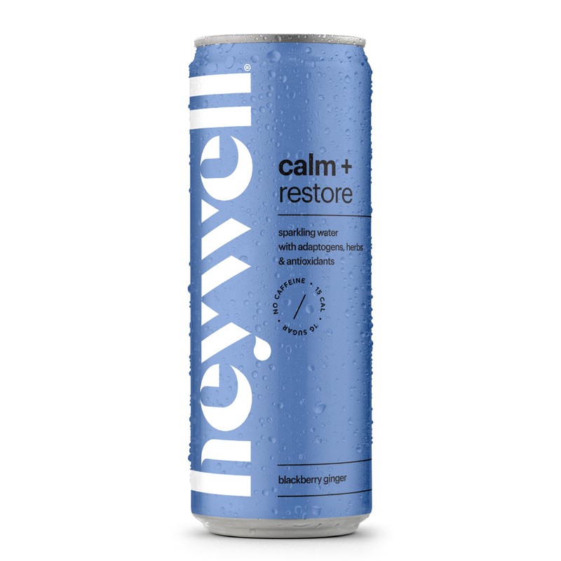 Heywell Sparkling Adaptogenic Water Calm and Restore, Blackberry Ginger Flavor