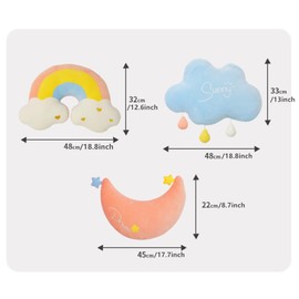 Moon Rainbow Cloud Pillow Cushion, Soft Plush Cloud Shaped Pillow Stuffed Rainbow and Moon Nursery Decor, Sofa Sleeping Pillow, Cloud Throw Pillow Plush Sofa Cushion Pillow Car Neck Pillow (Cloud)