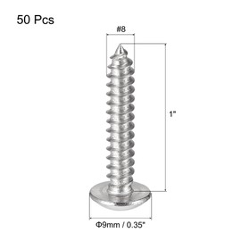 sourcing map Phillips Head Self Tapping Screws, #8x1" 304 Stainless Steel Wood Sheet Metal Screw 50pcs