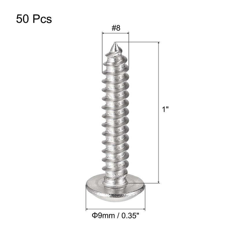 sourcing map Phillips Head Self Tapping Screws, #8x1" 304 Stainless