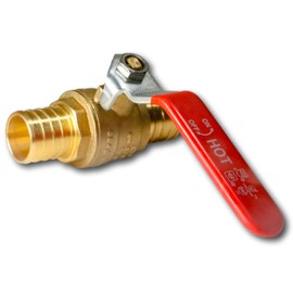 XFITTING 4 Pieces 1" Pex Ball Valve with Handle Red, 24-2-5=4X (4 Packs)