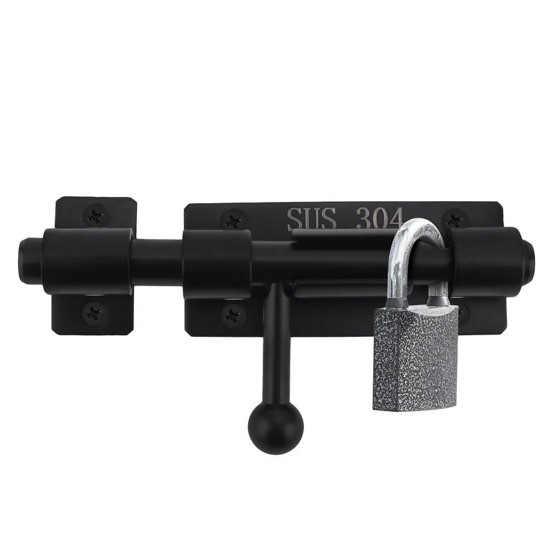 Slide Bolt Gate Latch, 4 Inch 304 Stainless Steel Barrel