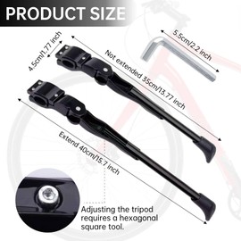 JALEVID Bicycle Stand for 22-27 Inches, Height Adjustable Bicycle Stand, Aluminium Alloy Non-Slip Side Stand, Bicycle Stand with Non-Slip Rubber Foot for Mountain Bike, Road Bike