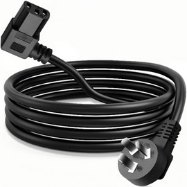 1.5M Australian Power Cord with 90 Degree Right Angle IEC 320 C13 Plug Connector - Pure Copper Material, Black 3 Point Kettle Power Cable 10A/250V