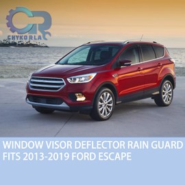 Rain Guards Fit for 2013-2019 Ford Escape, Tape-On Window Visors Shield, Smoke Tinted Vent Guard Deflector, Outside Mount 2014 2015 2016 2017 2018
