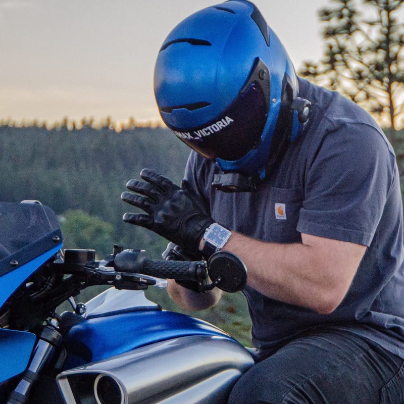 Harssidanzar Men's Leather Motorcycle Gloves with Touch Screen, Powersports Articulating