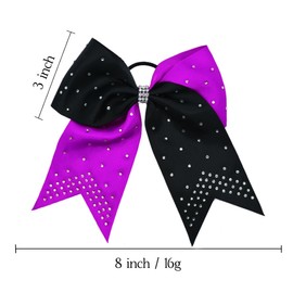 4 PCS 8" Rhinestones Glitter Cheer Hair Bows with Elastic Hair Ties for Girls, Teens, and Women