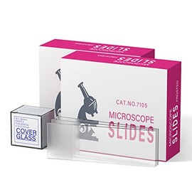 Vabiooth Frosted Microscope Slides Kit, 100 Pcs Pre-Cleaned Blank Microscope Slides and 100 Pcs 22x22mm Square Coverslips Cover Glass for Monocular Binocular Trinocular Microscopes