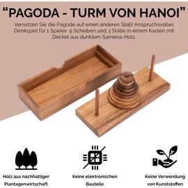 Pagoda – Tower of Hanoi – Intelligence Toy – Wooden Puzzle With 9 Discs