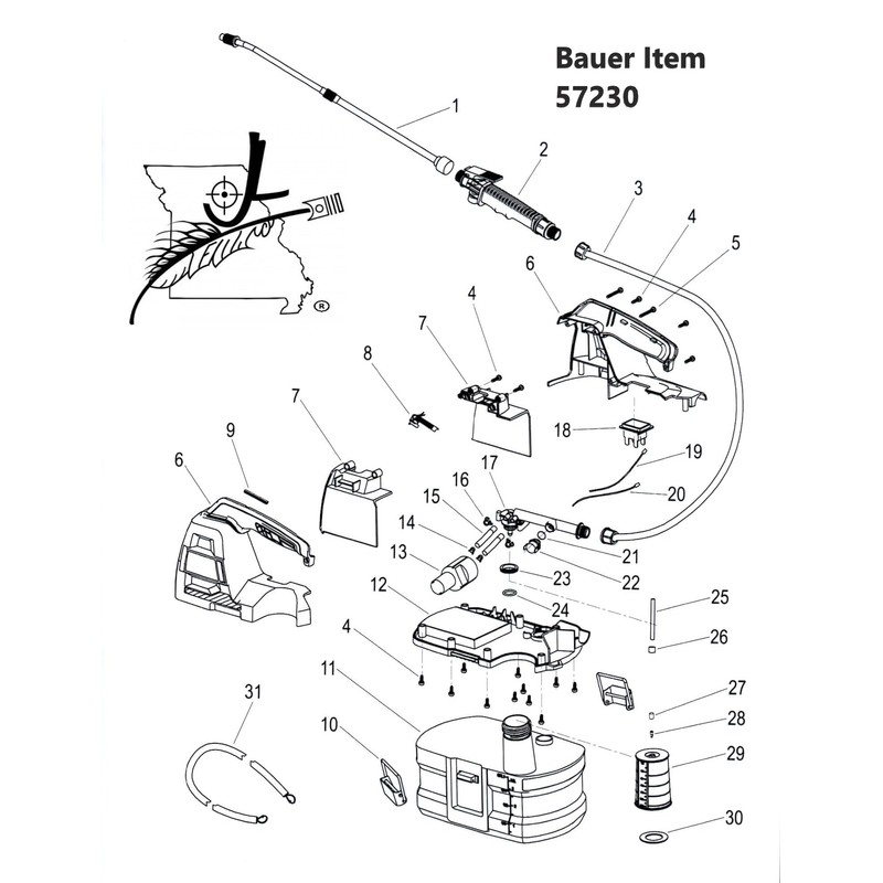 Harbor Freight Bauer Cordless 1 Gallon Chemical Sprayer Replacement Part