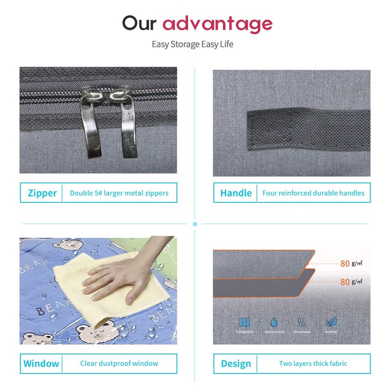 Onlyeasy Foldable Underbed Bags 2 Pack - Blankets Clothes Comforters