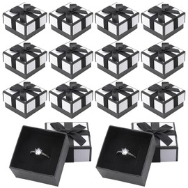 12 Packs Jewellery Ring Gift Box Small Gift Boxes and Gift Bags, 5x5x3 CM White Kraft Gift Box Ring Earring Gift Boxes with Lids for Birthday Valentine's Day