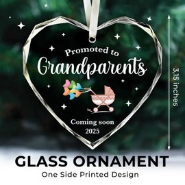 NewEleven Baby Pregnancy Announcement Ornament for Grandparents - First Time Grandparents Gifts - Promoted to Grandma Grandpa Gifts- Pregnancy Announcement Ornament - Glass Christmas Ornament