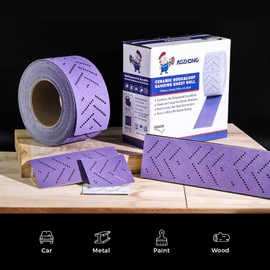 AOZHONG P80 Ceramic Abrasive Sanidng Sheet Roll, 70 mm x 12M, Dustless Multi-Hole Pattern, Automotive Sanding Roll Sandpaper for Coating Removal, Body Repair, Metal and Auto Sanding