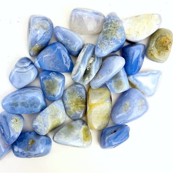 Pachamama Essentials Blue Lace Agate Extra Grade Tumble Stone - Healing Stone - Crystal Healing (30-45mm)