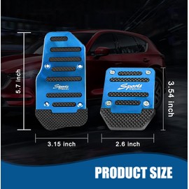 Prywog 3 PCS Car Foot Pedal Accelerated Brake Board, Manual Shield Pedal Set, Non-Slip Metal Striped Pedal Kit, Universal for Most Cars (Blue)