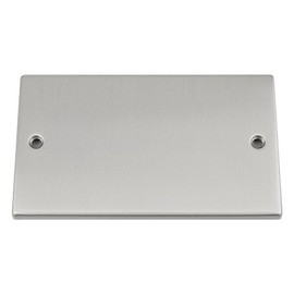 Electrical Blanking Plate Double 2 Gang - Satin Brushed Chrome - Square