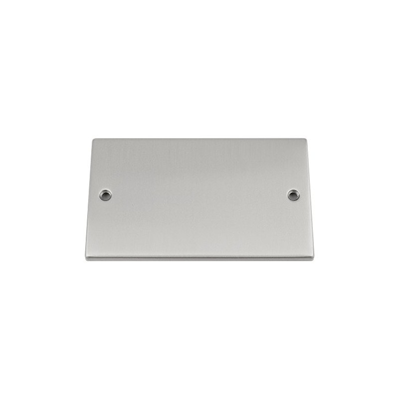 Electrical Blanking Plate Double 2 Gang - Satin Brushed Chrome
