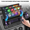 Single Din Wireless CarPlay Stereo: 7 Inch Motorized Flip Out