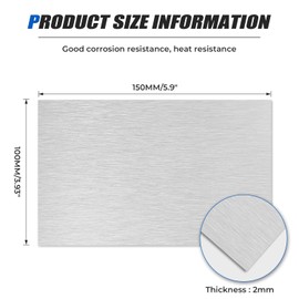 Uxney 6061 Aluminum Sheet,4" x 6"-14 Gauge(2mm) Thickness,99.9% Pure Aluminum Plates for DIY, Jewelry, Electrical, Repair, Industrial(1 Pac）