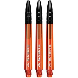 Mission Darts Sabre Shafts | Durable Polycarbonate Stems with Black Aluminium Top | 1 Set of 3 Shafts | Orange | Medium (S1557)