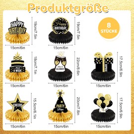 Birthday Table Decoration Black Gold 3D Honeycomb Table Decorations Birthday Honeycomb Decoration Paper Table Toppers Decoration Honeycomb Centrepiece for Birthday Party Men Women Table Toppers, Pack