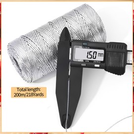 woric 218 Yards/656 Feet Metallic Cord Silver Twine, 1.5 mm Silver Thread String for Bracelet Jewelry Making Gift Tags Thread Silver Craft Making String Cord